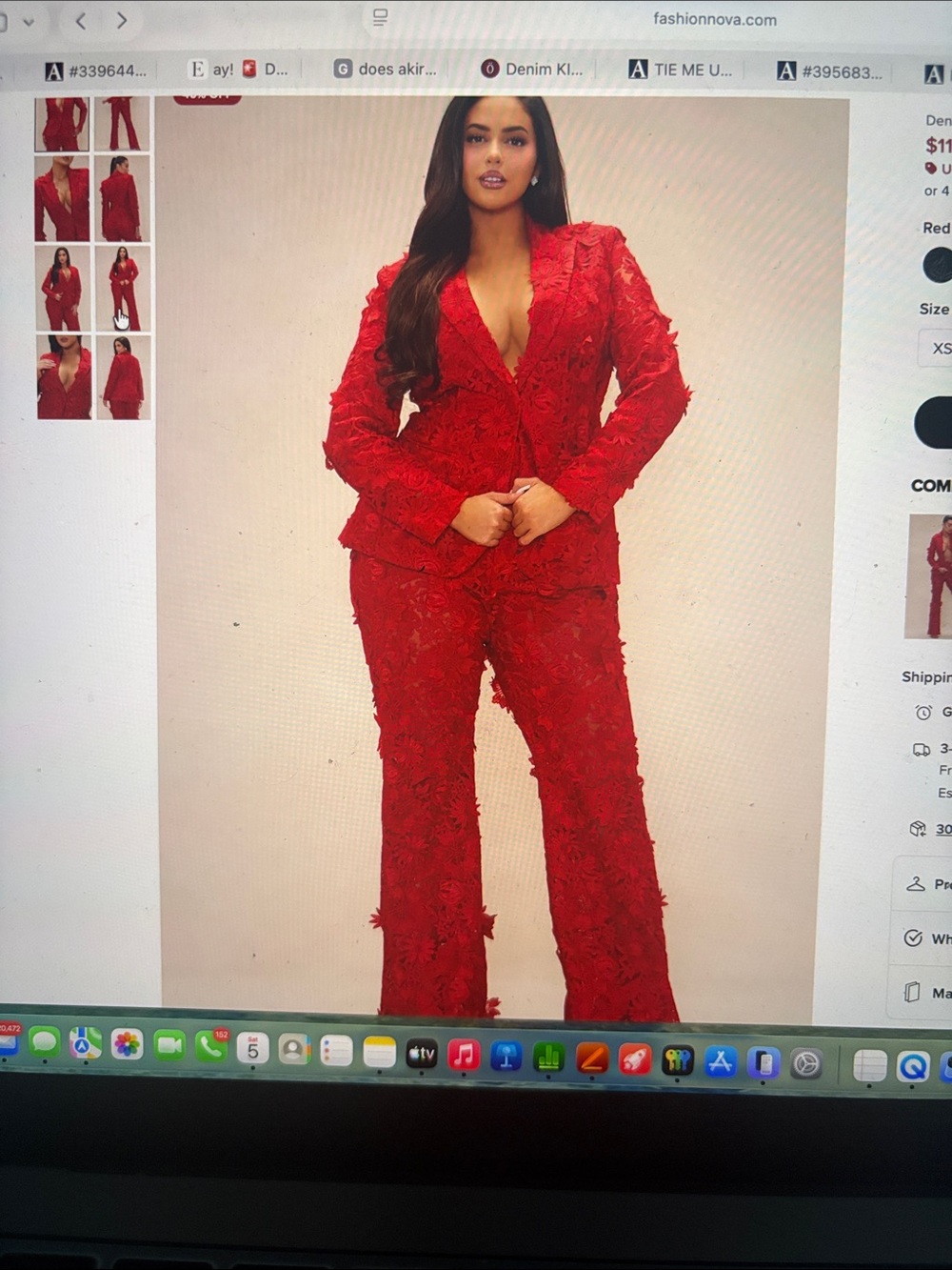 Fashion Nova Vibrant Red Textured Floral Pantsuit